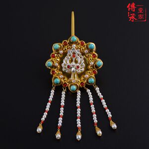 唐代,飞鸟莲花发簪,吊坠两用款式,錾刻金银错工艺可diy璎珞