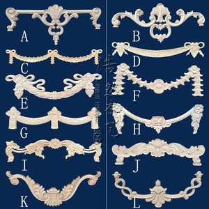 东阳木雕欧式实木精雕角花门窗衣柜家具对角花线贴花门头柜子花片