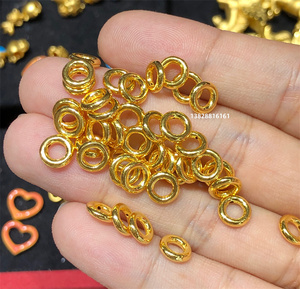 黄金小隔片手串足金999纯金垫片diy小配件3d硬金光面圆圈隔珠配件