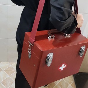 14寸新款收纳药箱皮革出诊箱家庭备用应急医疗箱乡村赤脚医生使用