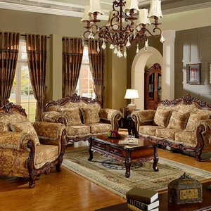 欧式布艺沙发123组合实木雕花客厅套装美式小户型可拆洗定制家具