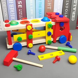 拆装敲球螺丝螺母车工程车儿童益智木制拼装组合积木玩具2-3-6岁