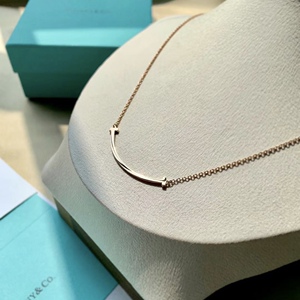 蒂芙尼微笑项链女纯银笑脸满钻吊坠轻奢小众设计不掉色锁骨链礼物