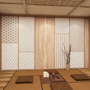 日式和风墙纸复古木花纹书房民宿墙布榻榻米寿司料理店背景墙壁纸