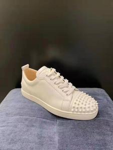 代购christian louboutin男鞋cl男女低帮铆钉系带休闲平低小白鞋