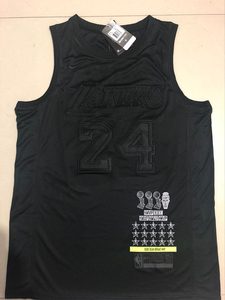 24号全黑色全针刺绣湖人队科比mvp荣誉男背心运动球衣篮球服跑步