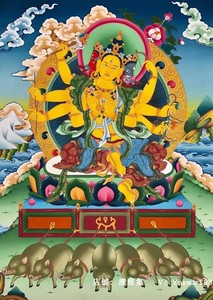 具光佛母 摩利支天菩萨 尼泊尔纯手绘西藏手工唐卡挂画光明佛母