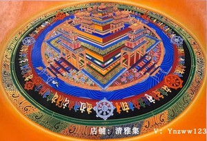 3d立体 时轮金刚 坛城尼泊尔纯手绘手工唐卡挂画玄关镇宅