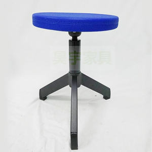 蓝色螺杆升降圆凳塑胶加厚椅面车间职员椅实验室学生椅子三脚铁架