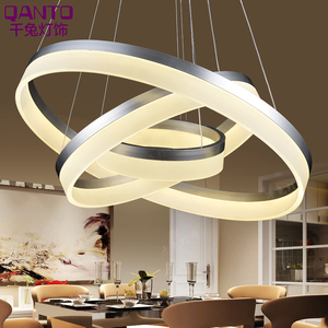 简约led客厅吊灯大气创意卧室灯现代圆形环形圈个性亚克力餐厅灯