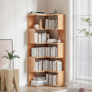 实木转角书架落地拐角置物架客厅图书馆学生教室宿舍墙角简易书柜