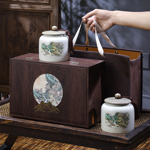 高档绿茶包装盒空礼盒装陶瓷茶叶罐礼品盒通用古树红茶白茶龙井茶