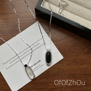 周的的 S925纯银韩版小众设计感水滴形玛瑙项链时尚ins风锁骨链