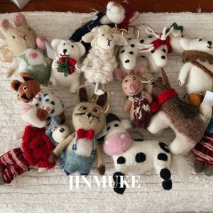 JINMUKE韩国进口可爱羊毛毡小动物钥匙扣包包挂件玩偶