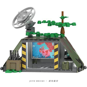 军事迷彩帐篷指挥室地图士兵武器装备人仔营地小颗粒拼插积木玩具