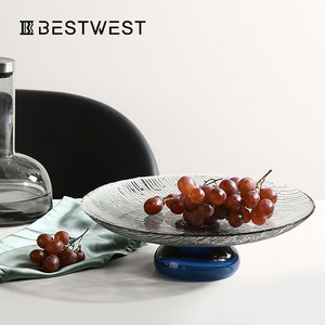 创意玻璃水果盘摆件网红家用客厅餐桌茶几轻奢风家居软装饰器皿