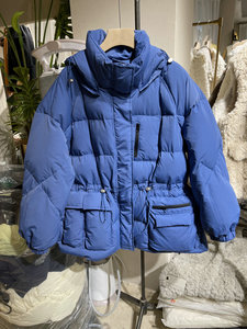 misuoms米索美素af725羽绒服女冬连帽短款抽绳宽松显瘦白鸭绒外套