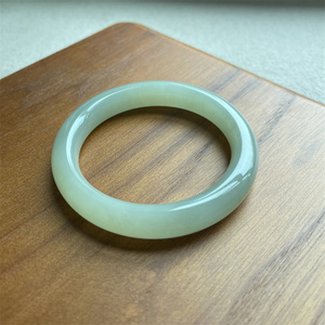 和田玉手镯宽条玉镯子浅油青色青海野牛沟老坑料正品旺夫青玉镯子