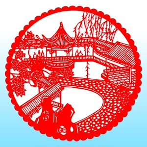 00纸上添画淘宝高清建筑风景手工剪纸素材苏州园林西湖刻纸打印底稿