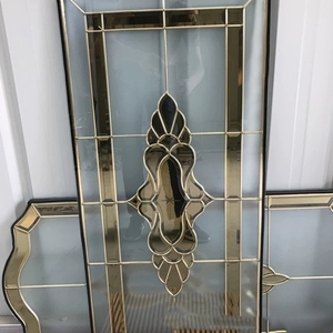 工厂直销定制工艺铜条镶嵌玻璃橱柜衣柜木门推拉门中空艺术玻璃