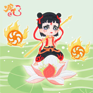 【清仓】自粘哪吒莲花刺绣贴布贴衣服装饰diy修补洞补丁贴中国风