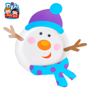 圣诞节人物彩色纸盘儿童3d立体粘贴纸画幼儿园手工制作diy材料