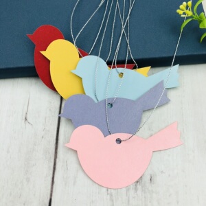 50张韩版纯色小鸟形节日通用许愿卡挂饰学校手工吊卡创意六一卡片