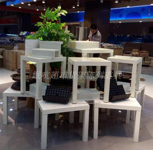 精品超市情景陈列道具超市促销台展示架超市陈列桌创意地堆高低台
