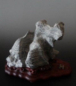 灵璧石灵壁石天然莲花磬象形原石盆景山形配石案头小精品奇石摆件