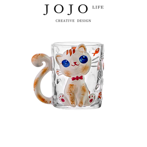 JOJO'S L. PD.Pleasure.杯具夏高颜值手绘萌猫玻璃咖啡杯 | 怡臣