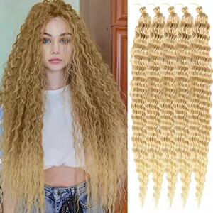 water发把 钩针发deep curly bulk hair 化纤假发 欧美俄罗斯假发