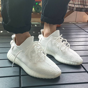 夏季白色椰子男鞋侃爷350v2运动鞋网面跑步鞋透气防臭休闲鞋软底