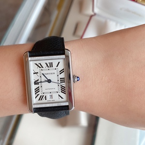 二手正品cartier卡地亚坦克系列wsta0029大号方形自动机械男表