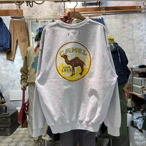 韩国东大门男装代购圆领套头后背骆驼1913印花撞色卫衣春装新品