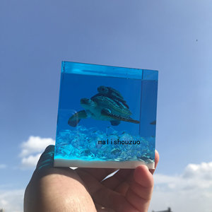 滴胶海洋生物摆件母子龟模型原创设计手工树脂夜灯创意礼物包邮
