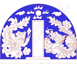 2091墓碑碑头半圆龙凤精雕图线雕文泰图铣底图矢量图jdp plt ac6