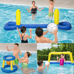 超大充气排球网架漂浮足球门水上投篮球框保龄十字架玩具泳池派对
