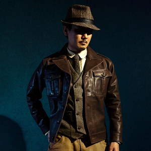 莫臣皮衣 新款p37英军空军皮夹克 小牛皮打造真皮皮衣外套男装