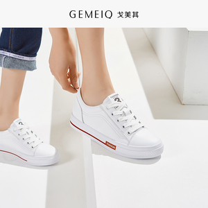 戈美其头层牛皮小白鞋女休闲鞋2019秋季新款韩版百搭厚底港风