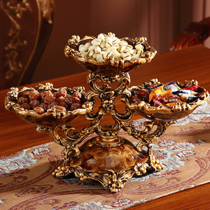 欧式客厅茶几创意分格零食干果盘实用装饰品摆件新居乔迁高档礼品