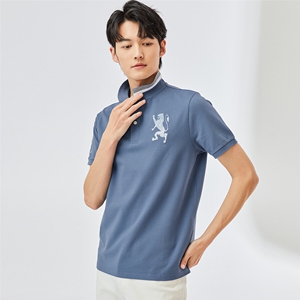 佐丹奴狮子刺绣弹力珠地布polo衫男短袖休闲运动男式polo衫