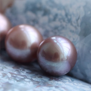 紫色珠白珠裸珠15-16-17mm正圆强光天然海水珍珠可做吊坠项链戒指