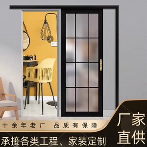 单轨道双扇厨房吊趟门镁铝合金卫生间移门阳台推拉门室内钢化玻璃
