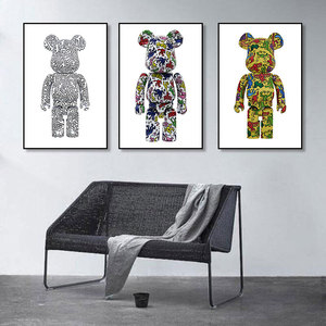 暴力熊装饰画潮牌工作室潮流服装店壁画卡通bearbrick公仔挂画
