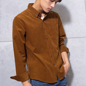 深棕色衬衫长袖韩版男