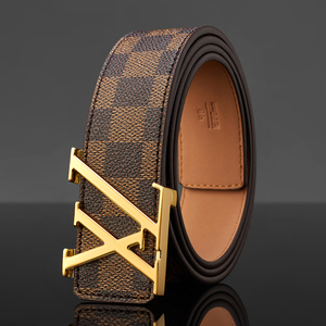 奢侈品名牌印花高档男士皮带字母v平滑扣真皮l裤腰带青年网红纯皮