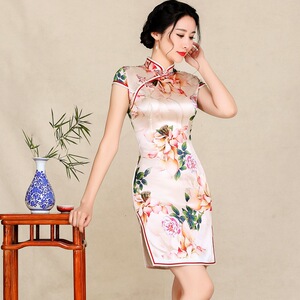 桑蚕丝立领旗袍_桑蚕丝立领旗袍价格_淘宝天猫热销桑蚕丝立领旗袍货源