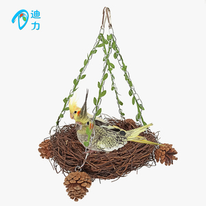 手工编织树藤鸟窝秋千 繁殖箱下蛋窝 鹦鹉鸟用品用具鸟笼配件吊环