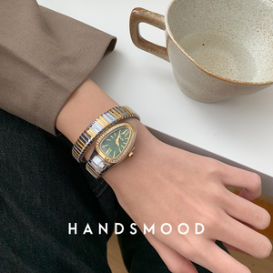 handsmood 蛇形缠绕设计精致镶钻小众时髦手镯表潮流女士手表320