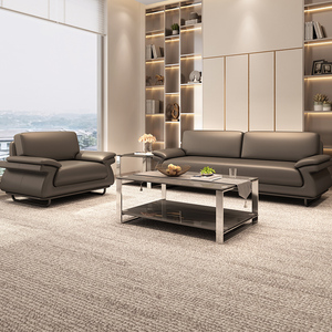 办公沙发轻奢现代总裁会客室洽谈商务高档真皮沙发茶几组合套装